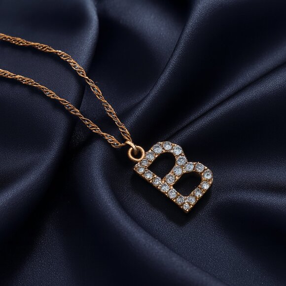 Gold Initial 'B' Pendant Necklace – Personalized Letter Charm Jewelry Gift - Picture 1 of 9